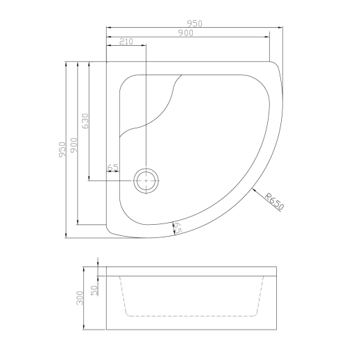 Душовий піддон середній акриловий Eger CSARDAS, 90x90x35, 599-512/2