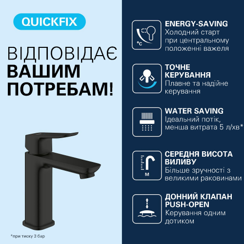 Смеситель для раковины Grohe QuickFix Dice ES M-Size 1018362430 с донным клапаном
