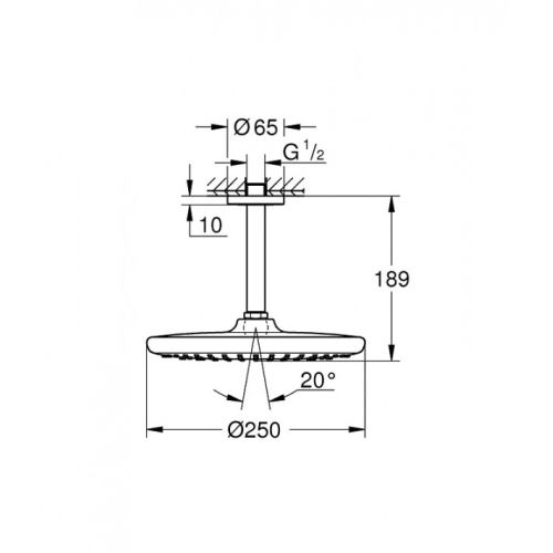 Верхній душ Grohe Tempesta 250 із кронштейном з EcoJoy, 26669000