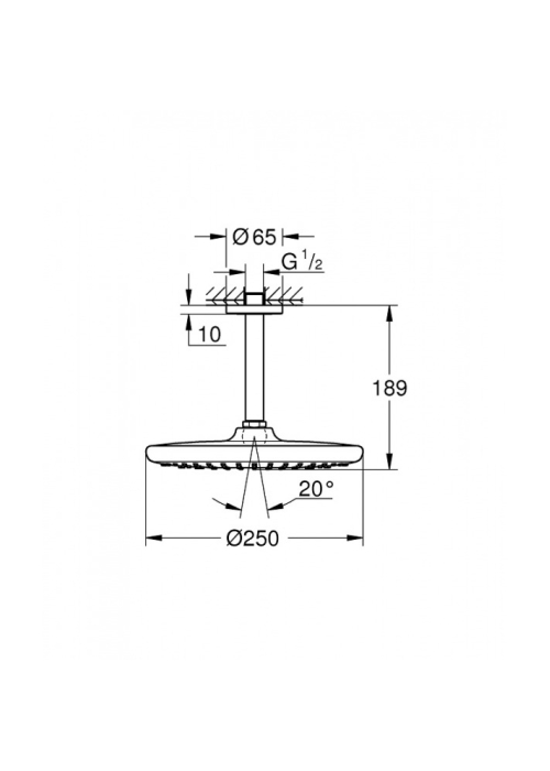 Верхний душ Grohe Tempesta 250 с кронштейном с EcoJoy, 26669000