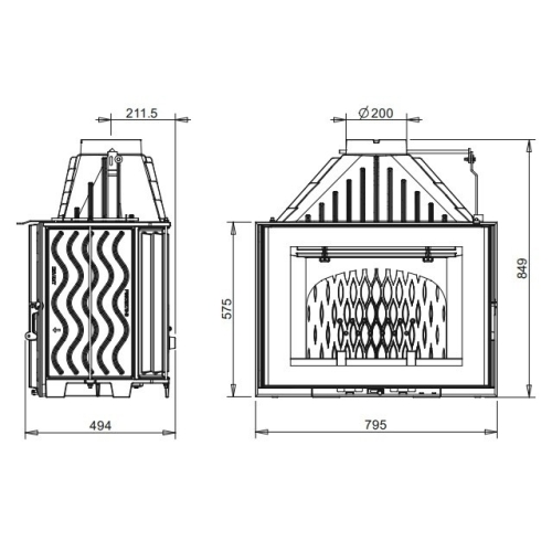 Піч-камін INVICTA 800 Grande Angle Антрацит 9285-75