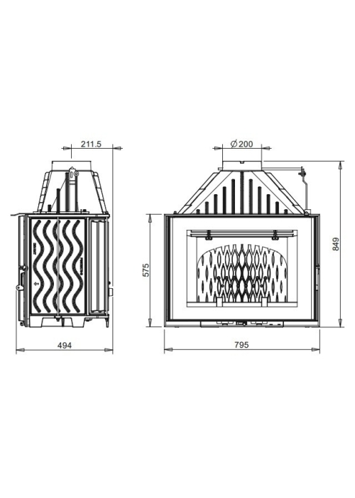 Піч-камін INVICTA 800 Grande Angle Антрацит 9285-75