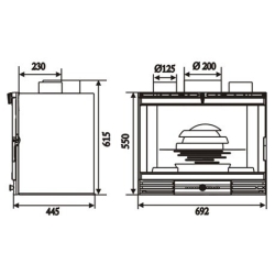 Піч-камін INVICTA 700 GV TURBO insert Антрацит 9671-44