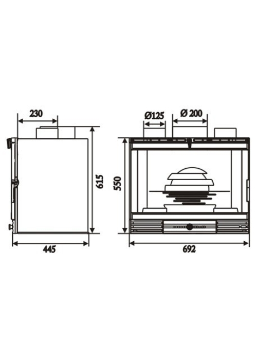 Піч-камін INVICTA 700 GV TURBO insert Антрацит 9671-44