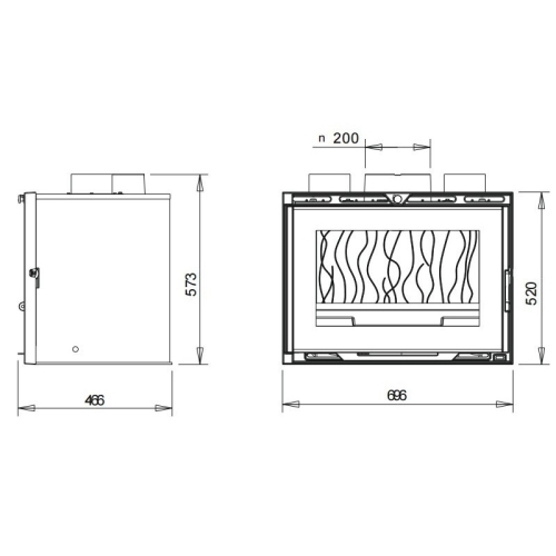 Піч-камін INVICTA 700 GA insert Антрацит 9674-43