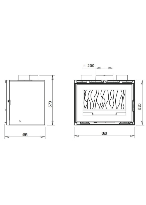 Піч-камін INVICTA 700 GA insert Антрацит 9674-43