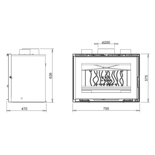 Піч-камін INVICTA 800 Grande Angle Turbo Антрацит 9688-43