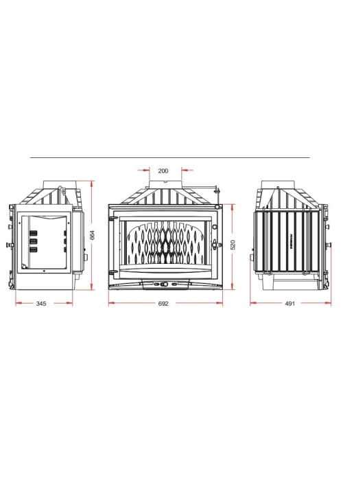 Піч-камін INVICTA 700 Selenic праве бокове скло Антрацит 9769-72