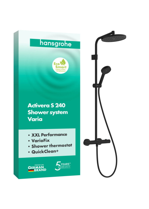 Душевая система с термостатом Hansgrohe Activera S 240 1jet EcoSmart черный матовый 28078670