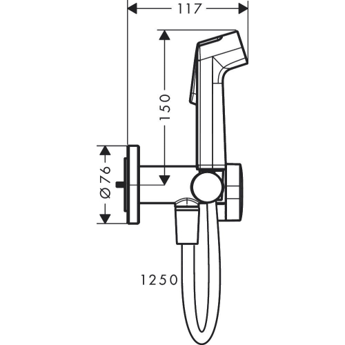 Комплект гигиенического душа hansgrohe Bidette 1jet S со скрытой частью, хром (29232000S)