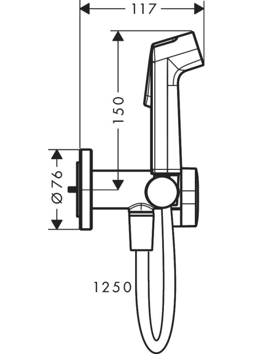 Комплект гигиенического душа hansgrohe Bidette 1jet S со скрытой частью, хром (29232000S)