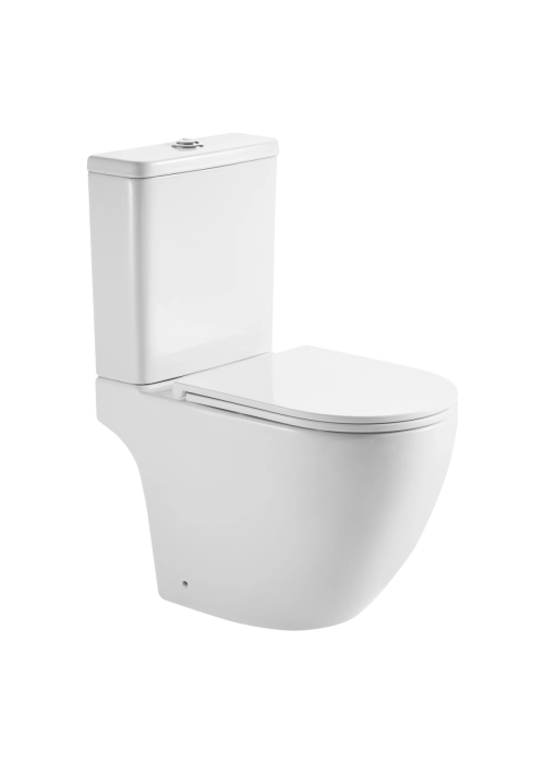 Унитаз-компакт IMPRESE SVETLY безободковый с бачком и сиденьем Soft Close, белый глянец 63×36×82 см (c06205203)