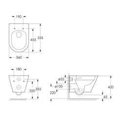 Унитаз подвесной IMPRESE LEDNICE Rimless, сиденье Slim slow-closing, белый (c06807900)