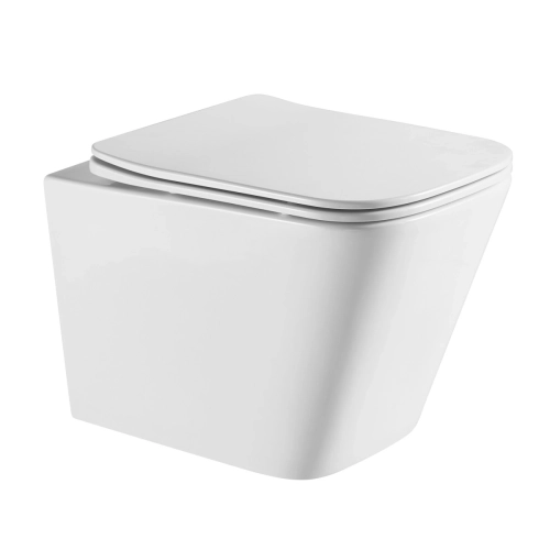 Унітаз підвісний 49×34×36,5 см IMPRESE KUBIK Twist i-glaze, сидіння дюропласт Slim Slow-closing, білий глянцевий (c06810233)