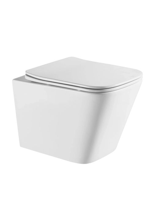 Унитаз подвесной 49×34×36,5 см IMPRESE KUBIK Twist i-glaze, сиденье дюропласт Slim Slow-closing, белый глянцевый (c06810233)