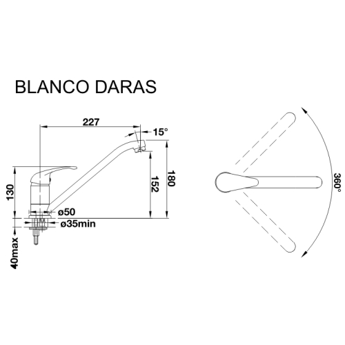 Кухонний змішувач Blanco DARAS темна скеля 518793