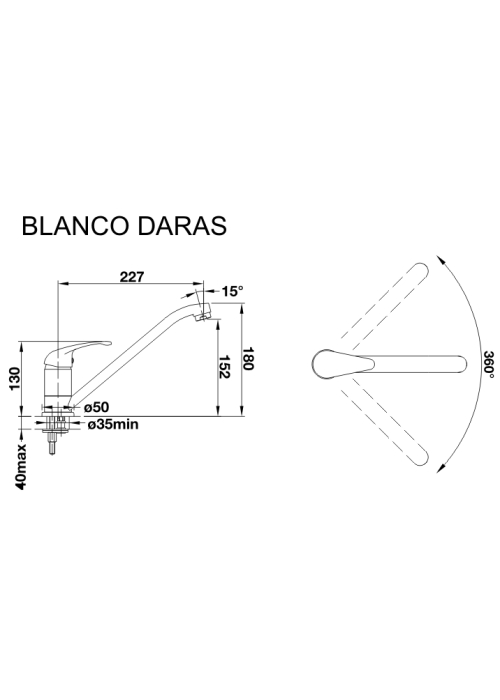 Кухонний змішувач Blanco DARAS темна скеля 518793