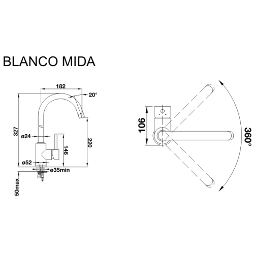 Кухонний змішувач Blanco MIDA чорний 526145