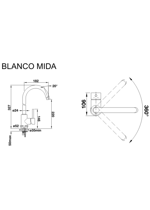 Кухонний змішувач Blanco MIDA чорний 526145