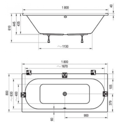 Комплект: Ванна акрилова прямокутна Ravak CITY 180х80 см C920000000 + CY00040000 + X01318 + X070060, C920000000US (Знижена в ціні позиція)