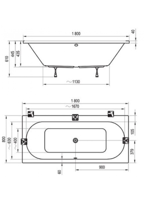 Комплект: Ванна акрилова прямокутна Ravak CITY 180х80 см C920000000 + CY00040000 + X01318 + X070060, C920000000US (Знижена в ціні позиція)