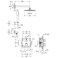 Набір для комплектації душа Grohe Grohtherm з Grohe Rainshower Cosmopolitan 210 (34732000)