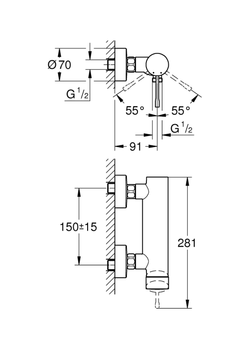 Однорычажный смеситель для душа Grohe Essence (25252DL1)