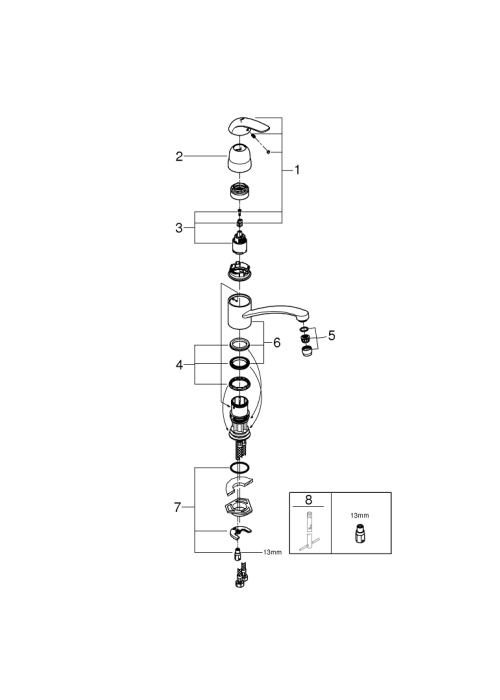 Однорычажный смеситель для мойки Grohe Euroeco (32750000)
