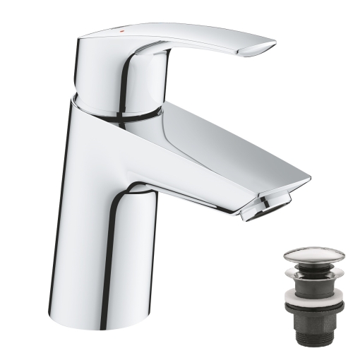 Однорычажный смеситель для раковины Grohe Eurosmart New S-Size + нажимной донный клапан (23968003)