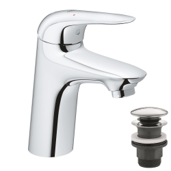 Однорычажный смеситель для раковины Grohe Wave S-Size + донный клапан (23582001)