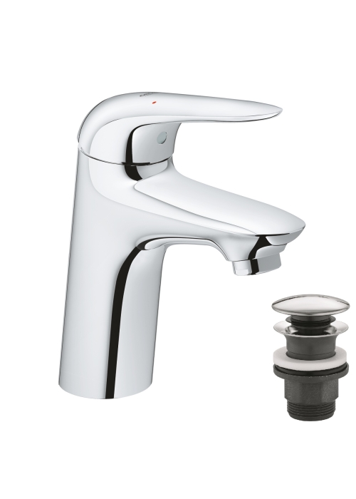 Однорычажный смеситель для раковины Grohe Wave S-Size + донный клапан (23582001)