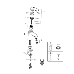 Одноважільний змішувач для раковини Grohe Wave S-Size + донний клапан (23582001)