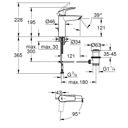 Однорычажный смеситель для раковины Grohe Eurosmart New M-Size (2339330E)
