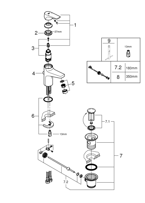 Одноважільний змішувач для раковини Grohe Grohe Start Flow S-Size (23809000)