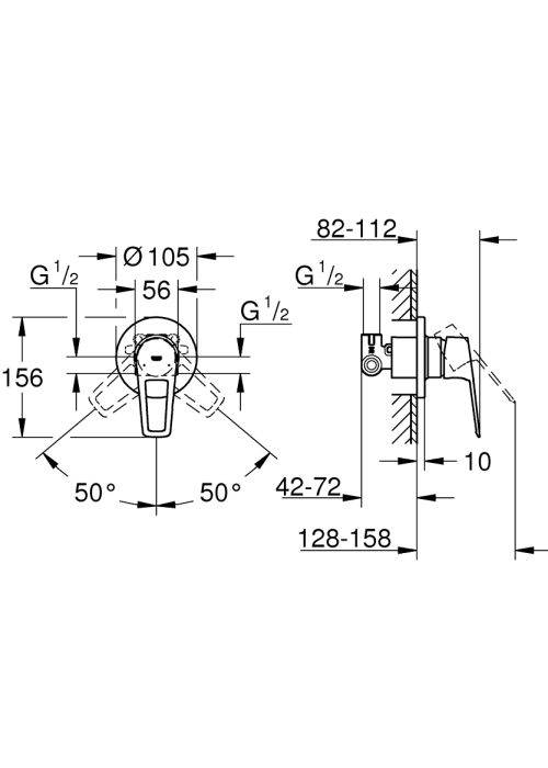 Одноважільний змішувач для душу Grohe BauLoop New (29042001)