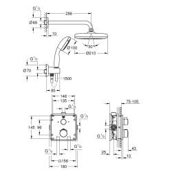 Душевой комплект с системой Grohe Grohtherm Tempesta 210 (34729000)