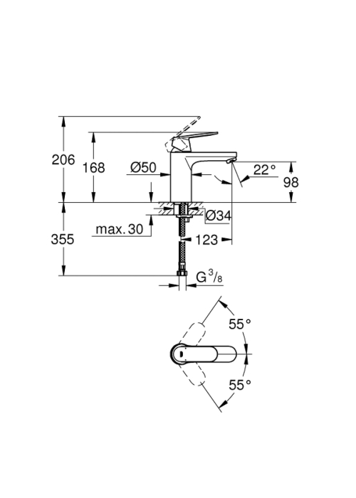 Однорычажный смеситель для раковины Grohe Eurosmart Cosmopolitan M-Size (23327KW0)