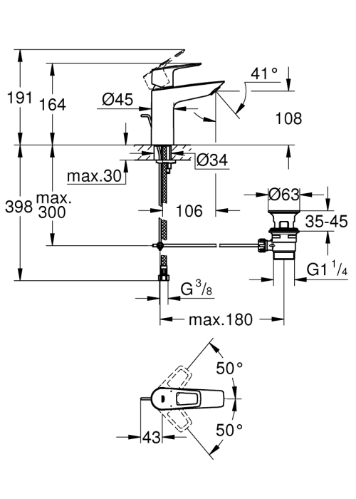 Одноважільний змішувач для раковини Grohe BauLoop New M-Size (23762001)