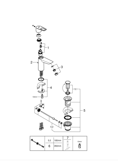 Одноважільний змішувач для раковини Grohe BauLoop New M-Size (23762001)