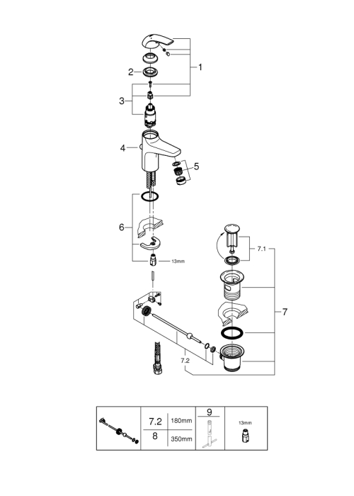 Однорычажный смеситель для раковины Grohe Start Curve S-Size (23805000)