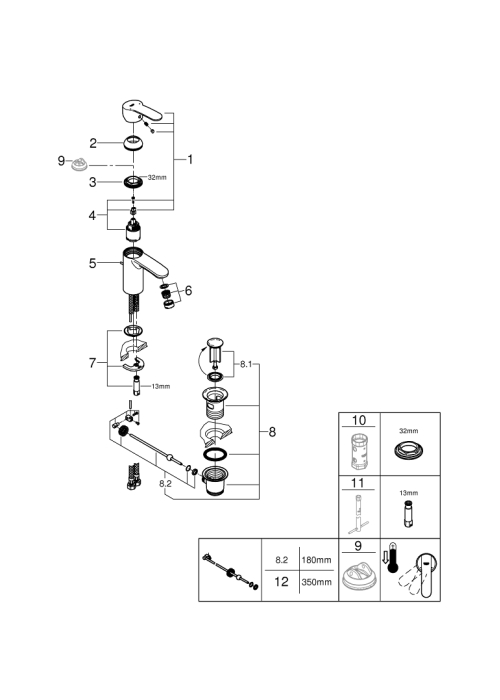 Однорычажный смеситель для раковины Grohe Wave Cosmopolitan S-Size (23202000)