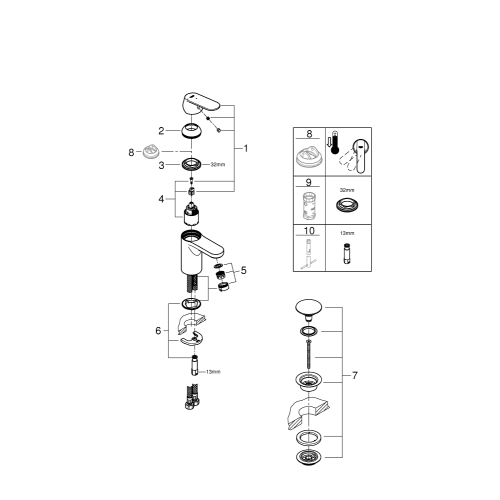 Одноважільний змішувач для раковини Grohe QuickFix Get  S-Size (23586000)