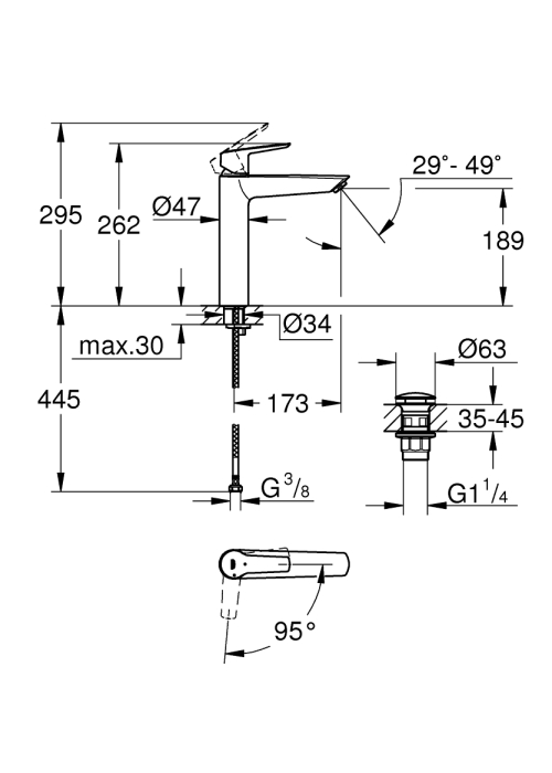 Однорычажный смеситель для раковины Grohe Start XL-размера (24165003)