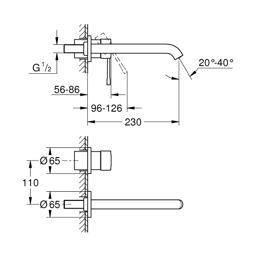 Змішувач для раковини Grohe Essence на 2 отвори L-Size (29193DA1)