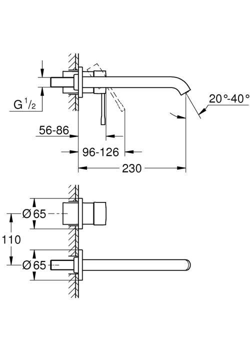 Смеситель для раковины Grohe Essence на 2 отверстия L-Size (29193DL1) Бронза матовая