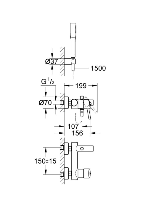 Смеситель однорычажный для ванны с душевым гарнитуром Grohe Concetto (32212001)