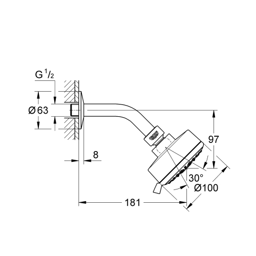 Верхній душ Grohe Tempesta Cosmopolitan 100, 4 режими струменю (27869001)