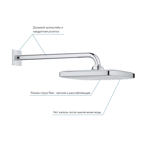 верхній душ Grohe Tempesta 250 Cube з кронштейном до стіни (26682000)
