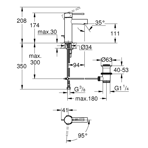 Змішувач одноважільний для раковини Grohe Essence S-Size (23379001)