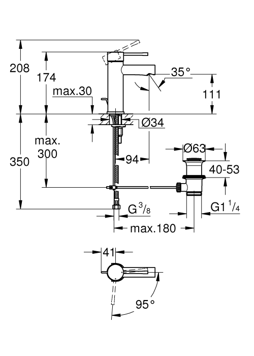 Смеситель однорычажный для раковины Grohe Essence S-Size (23379001)